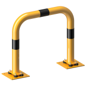 Anti-nudge hoop | flexible, tiltable | steel tube  76 mm | yellow / black | total width: 750 mm | height above ground: 650 mm
